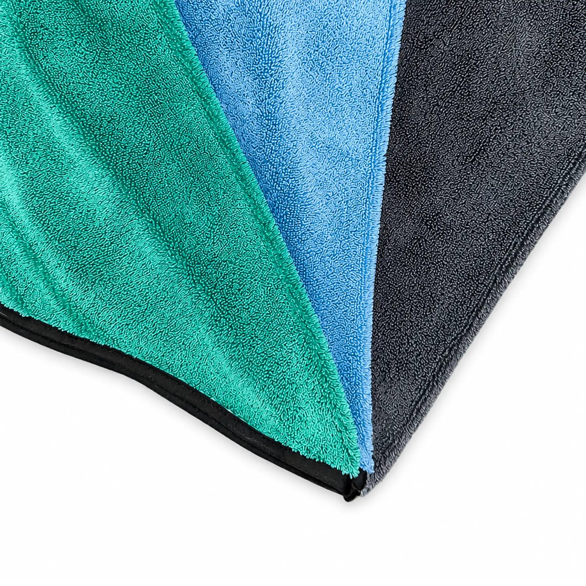 Vortex Twist gri 700 GSM oto kurulama havlusunun çift taraflı mikrofiber doku detayı