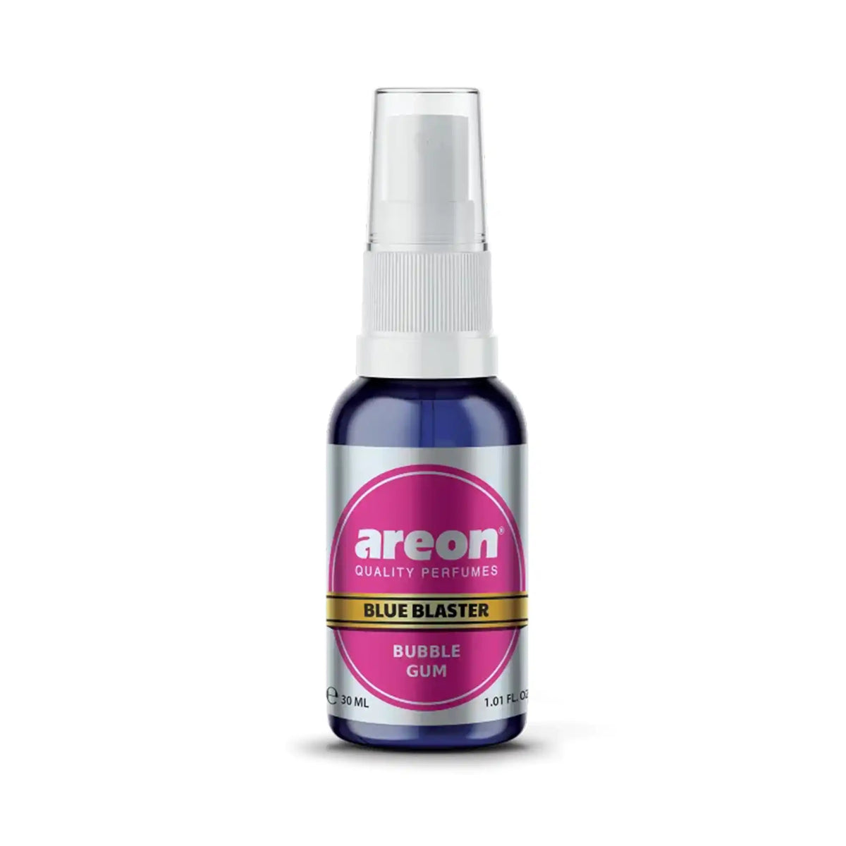 Areon Blue Blaster Bubble Gum 30 ml ciklet kokulu sprey araç ve ortam kokusu, mavi şişesiyle