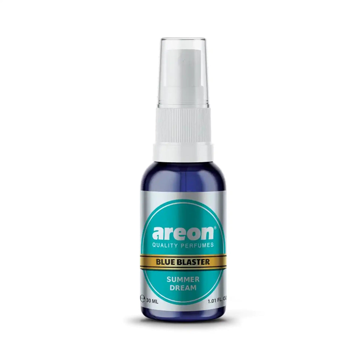Areon Blue Blaster Summer Dream 30 ml tropikal kokulu sprey araç ve ortam kokusu, mavi şişesiyle