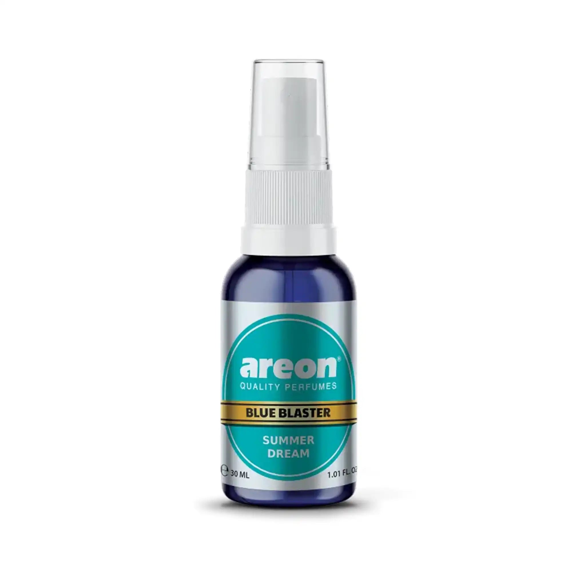 Areon Blue Blaster Summer Dream 30 ml tropikal kokulu sprey araç ve ortam kokusu, mavi şişesiyle