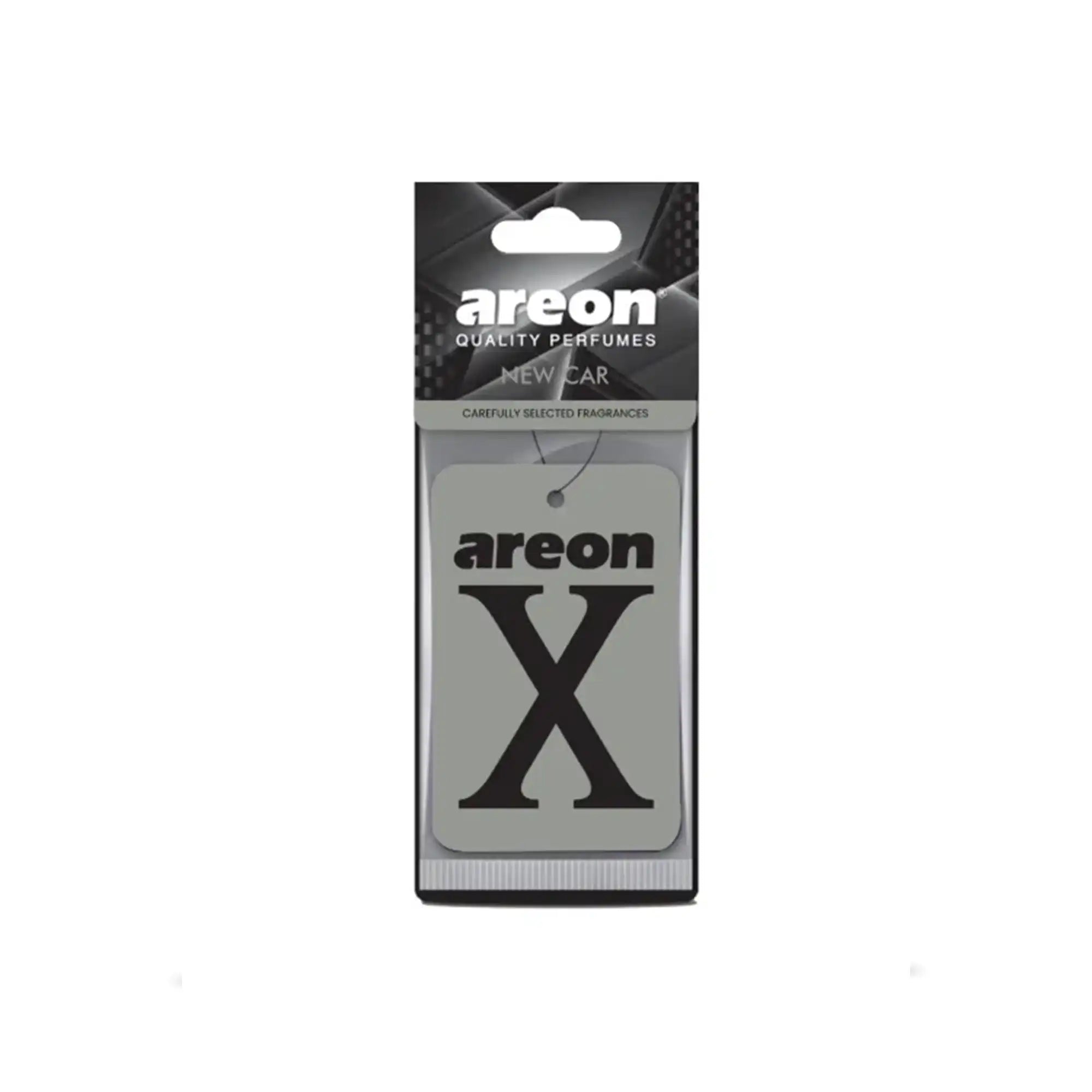 Areon X New Car yeni araç kokulu kağıt asma oto kokusu, gri kart tasarımı ve orijinal ambalajıyla