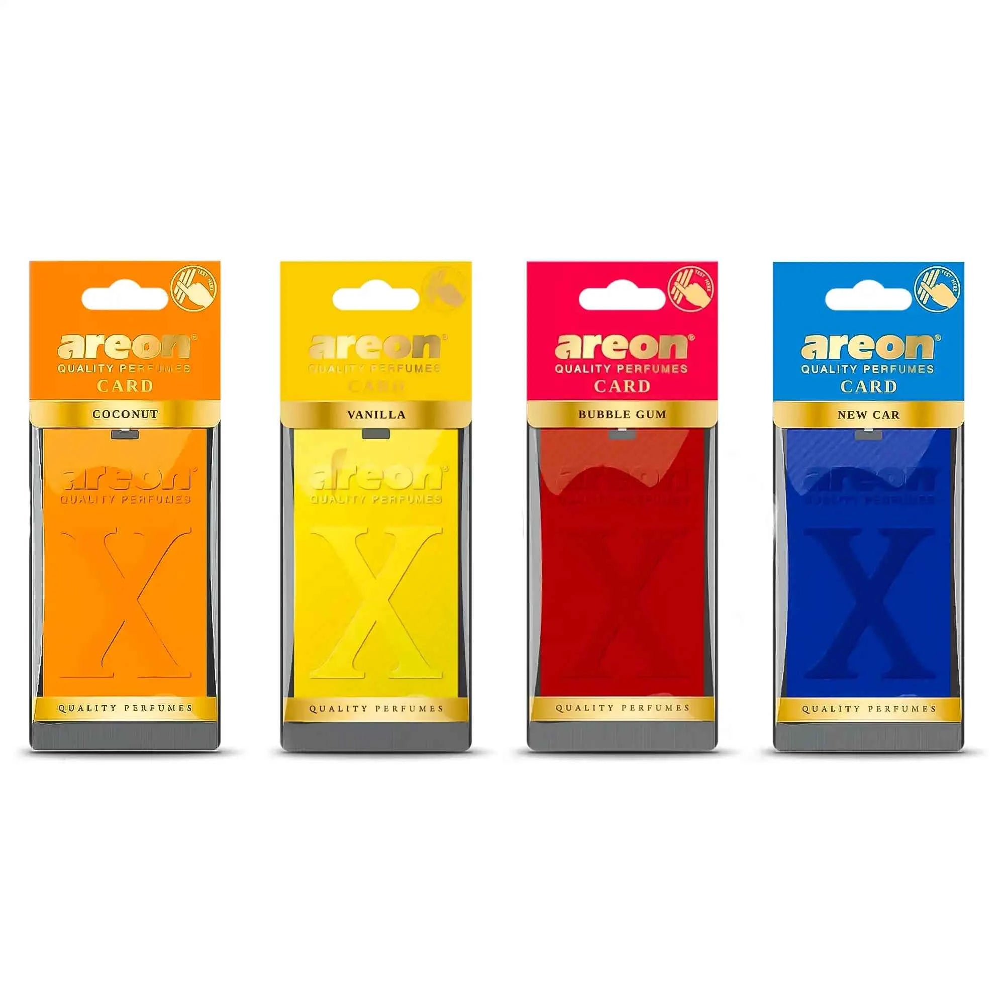 Areon X Card Polimer Araç Kokusu – Bubble Gum, New Car, Coconut ve Vanilla
