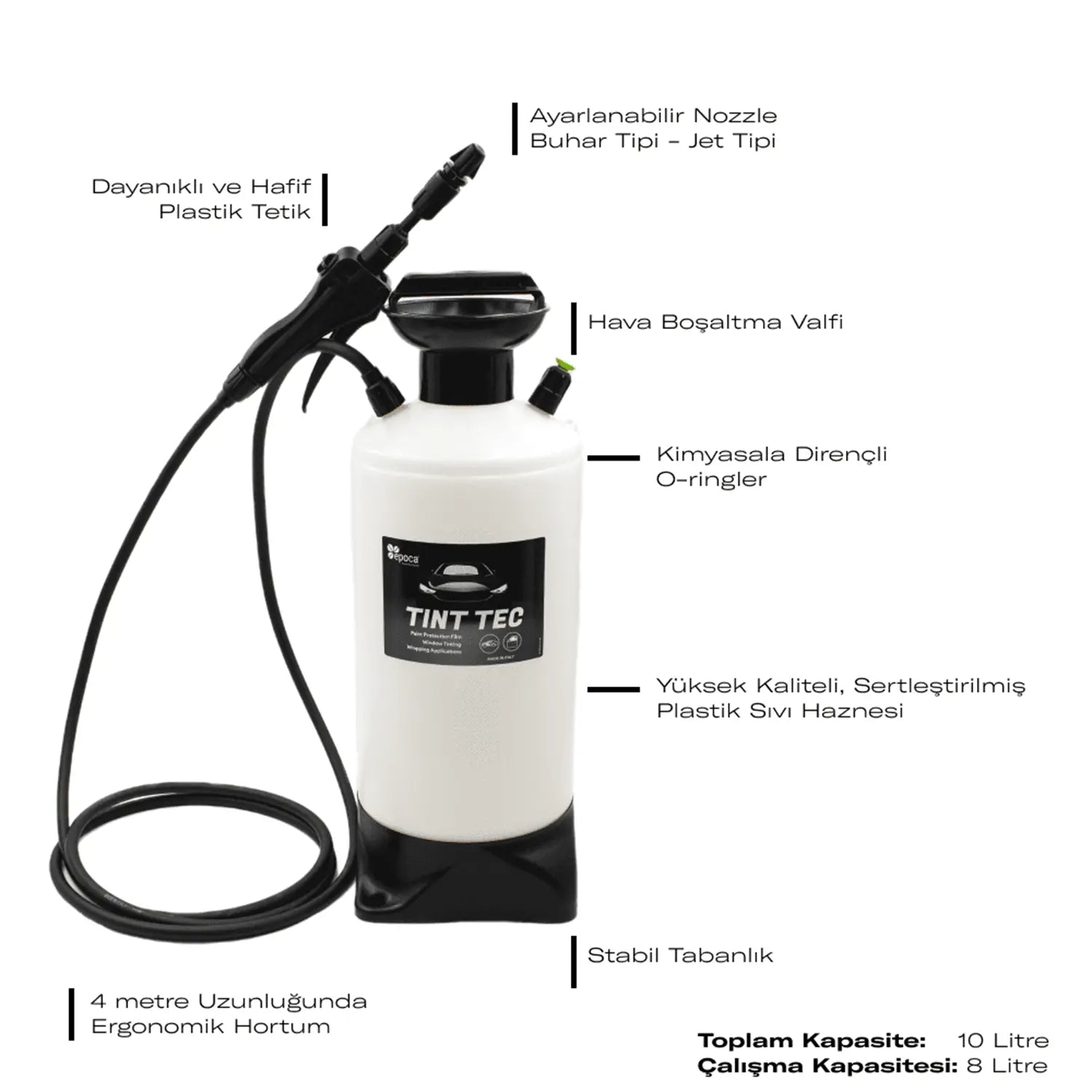 EPOCA TINT TEC 10 PPF Folyo Cam Filmi Uygulamaları İçin Basınçlı Pompa 10 Litre ürün hakkında bilgiler
