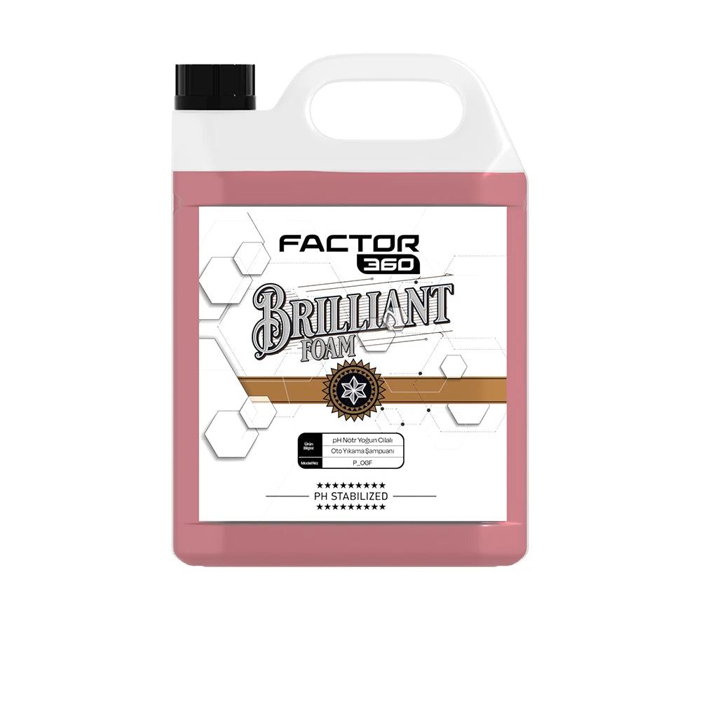 Factor360 brilliant foam yoğun köpüklü ph nötr oto yıkama şampuanı 5 litre 