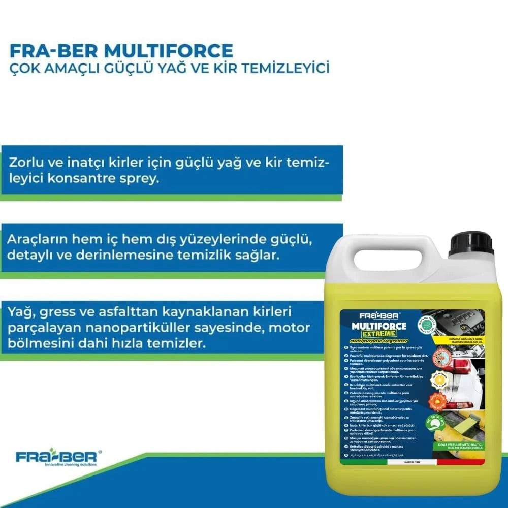 FRA-BER MULTIFORCE Çok Amaçlı Güçlü Yağ Ve Kir Temizleyici (1:10 Konsantre) 4,54 LT