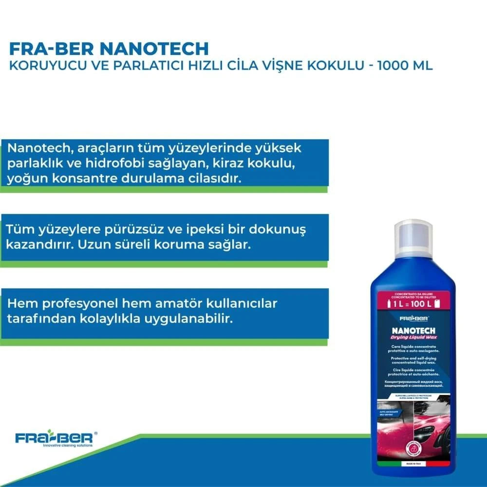 FRA-BER Nanotech Koruyucu Ve Parlatıcı Hızlı Cila Vişne Kokulu ( 1:100 Konsantre) 1000 ML