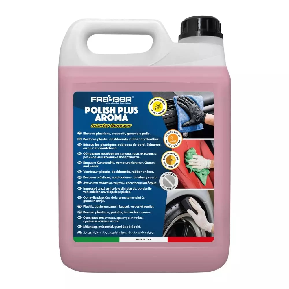 FRA-BER Polish Plus Aroma Plastik, Trim, Deri Yenileyici Bakım Spreyi (1:3 Konst.) 4,54 LT