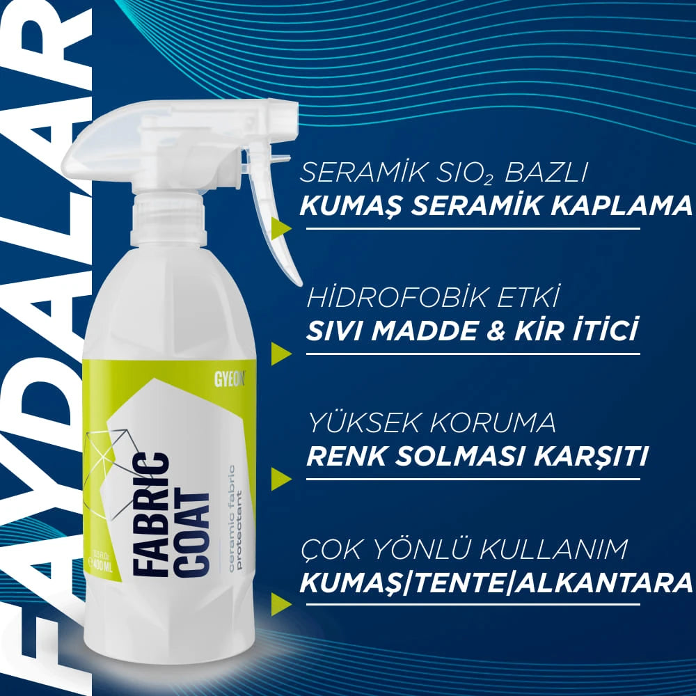 GYEON Q² FabricCoat Araç Kumaş Koltuk Tente Koruyucu 400 ML Seramik Bazlı Nano Su İtici