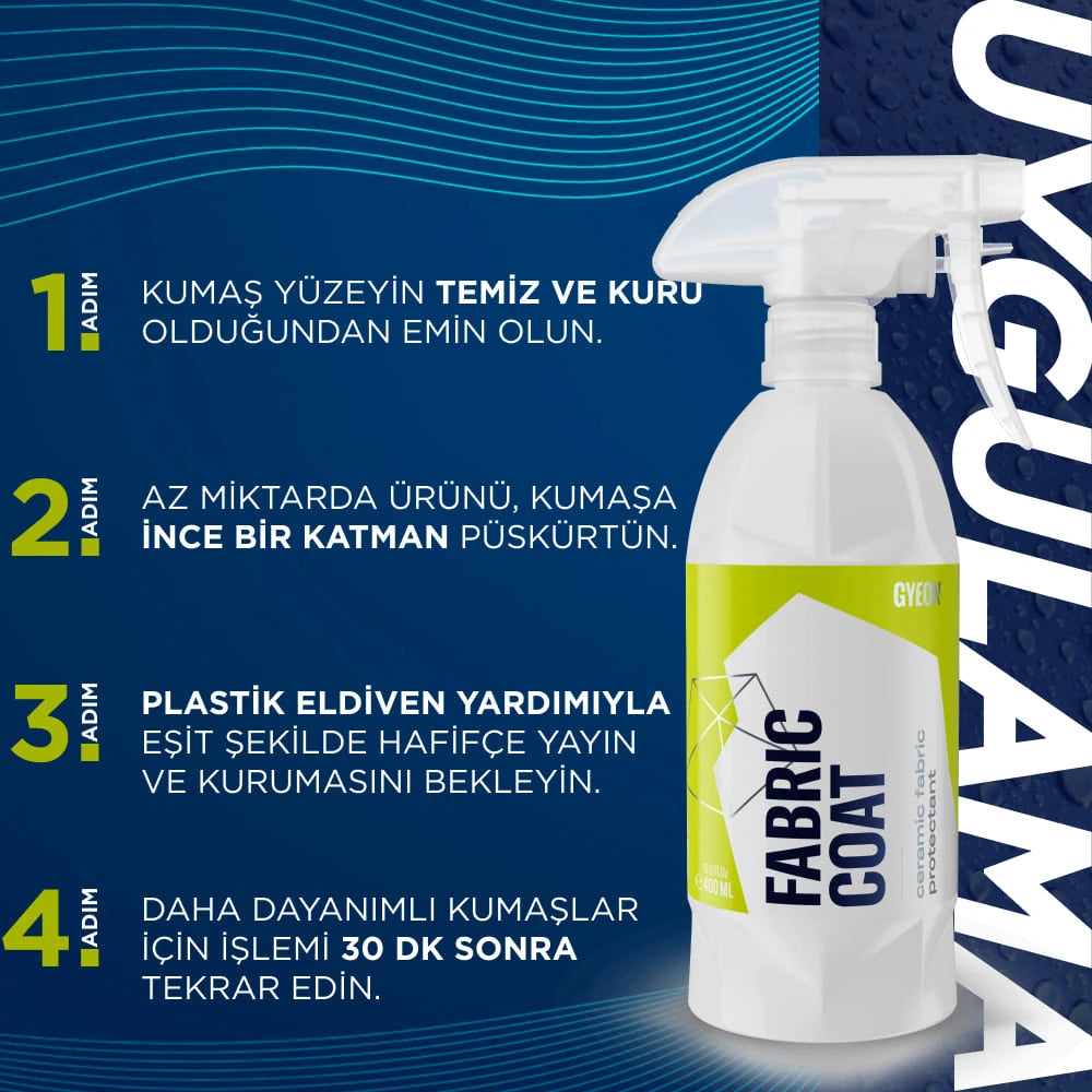 GYEON Q² FabricCoat Araç Kumaş Koltuk Tente Koruyucu 400 ML Seramik Bazlı Nano Su İtici