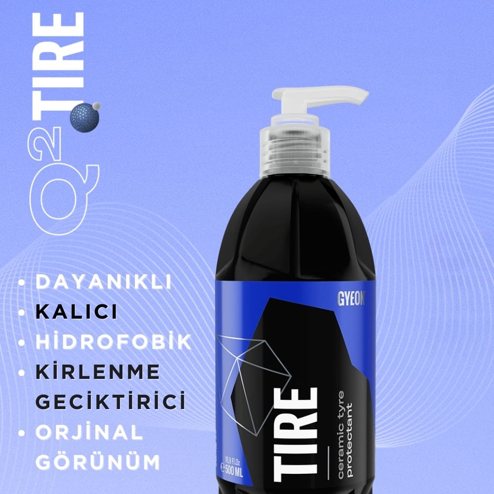 GYEON Q² Tire Lastik Parlatıcı Ve Koruyucu Jel - Seramik Bazlı Lastik Teker Cilası Pompalı 500 ML