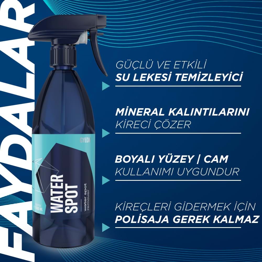 GYEON Q²M WaterSpot Kireç Çözücü Cam Su Lekesi Temizleyici Çıkarıcı - 1000 ml ürün faydaları yazısı 