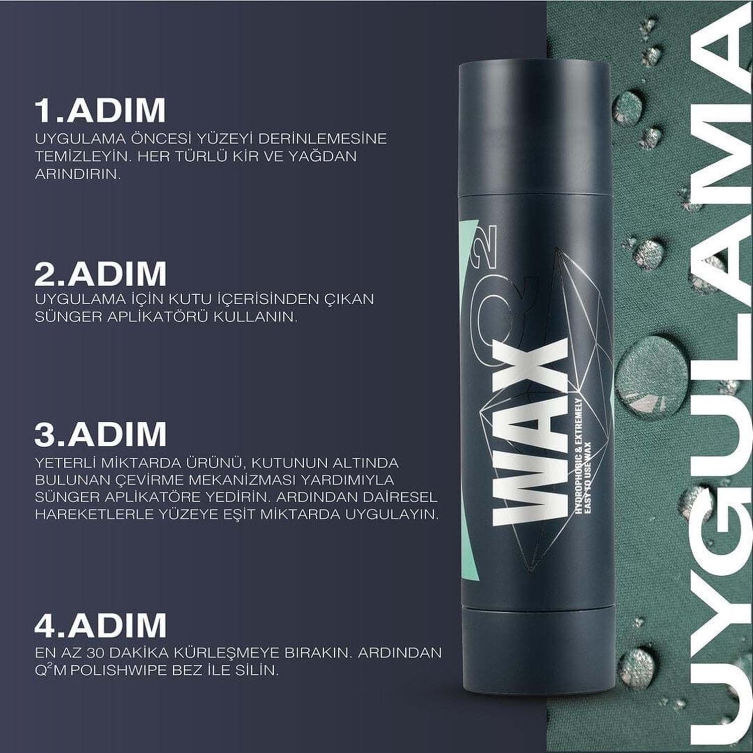 GYEON Q² Wax Hidrofobik Parlatıcı Boya Koruma - 175 gr uygulama yönergeleri