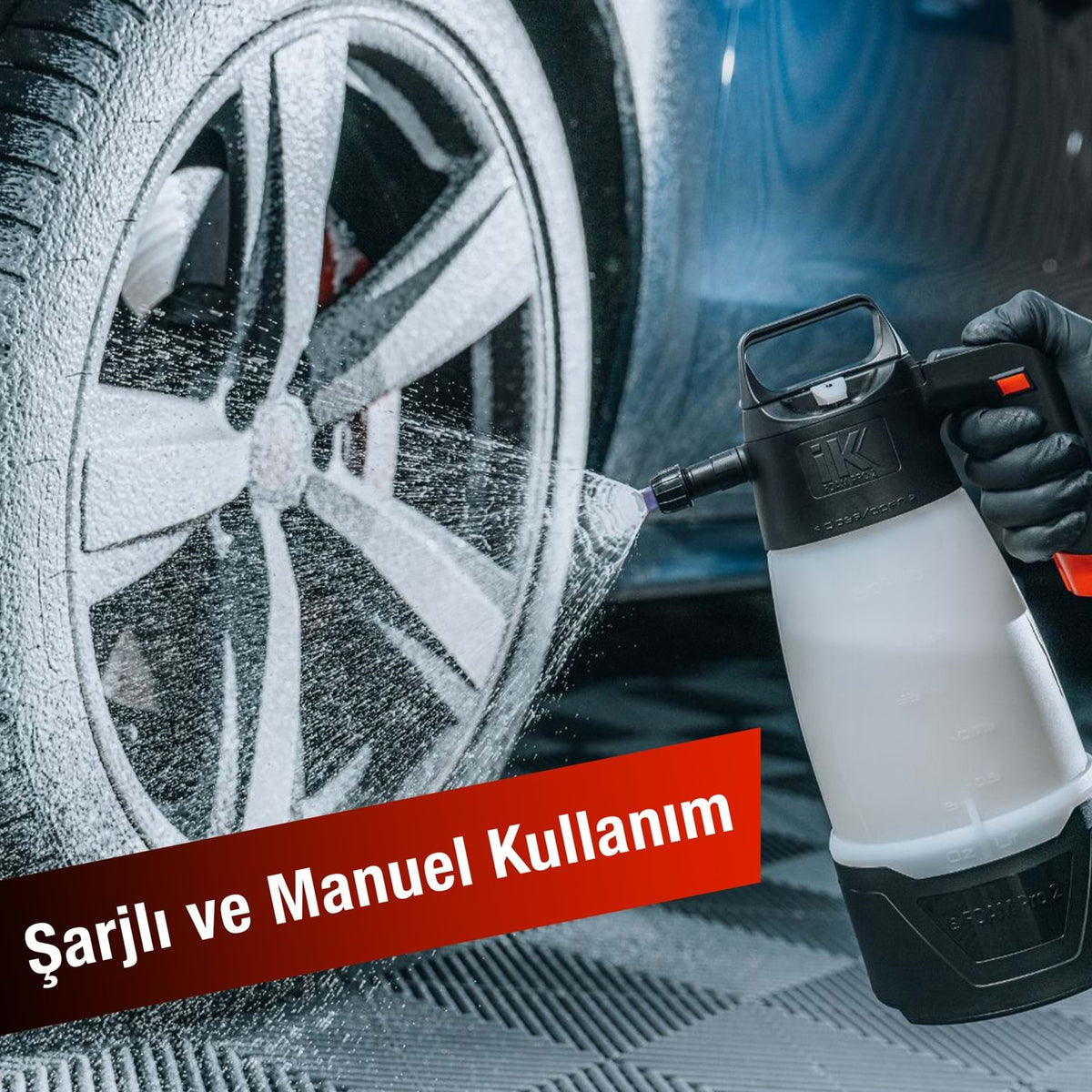 IK E Foam pro 2 akülü köpük yapıcı elektrikli pompa köpük makinesi şampuan köpürtme görseli