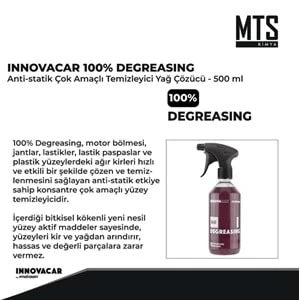 INNOVACAR 100% DEGREASING Anti Statik Çok Amaçlı Temizleyici Yağ Çözücü Konsantre 500 ML