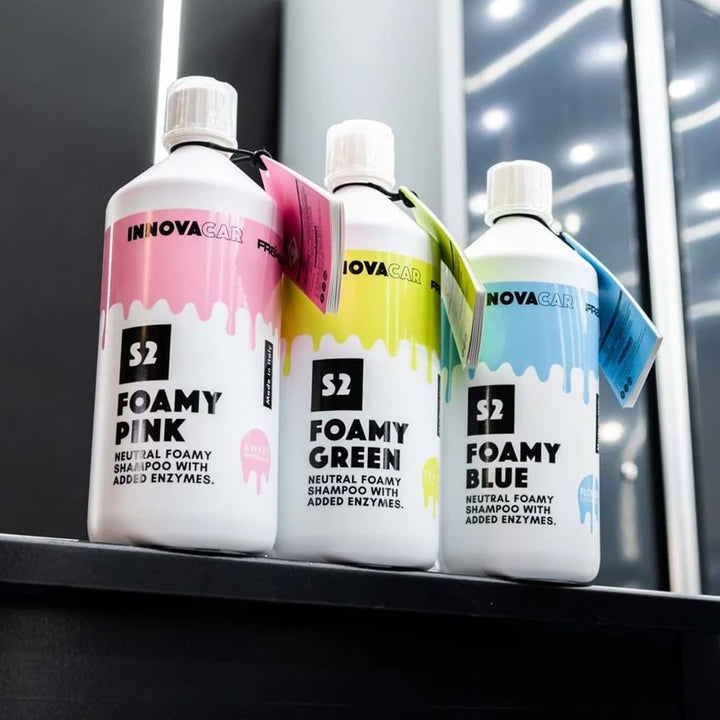 INNOVACAR S2 FOAMY BLUE Enzimli PH Nötr Mavi Renkli Özel Kokulu Araç Yıkama Şampuanı 1LT