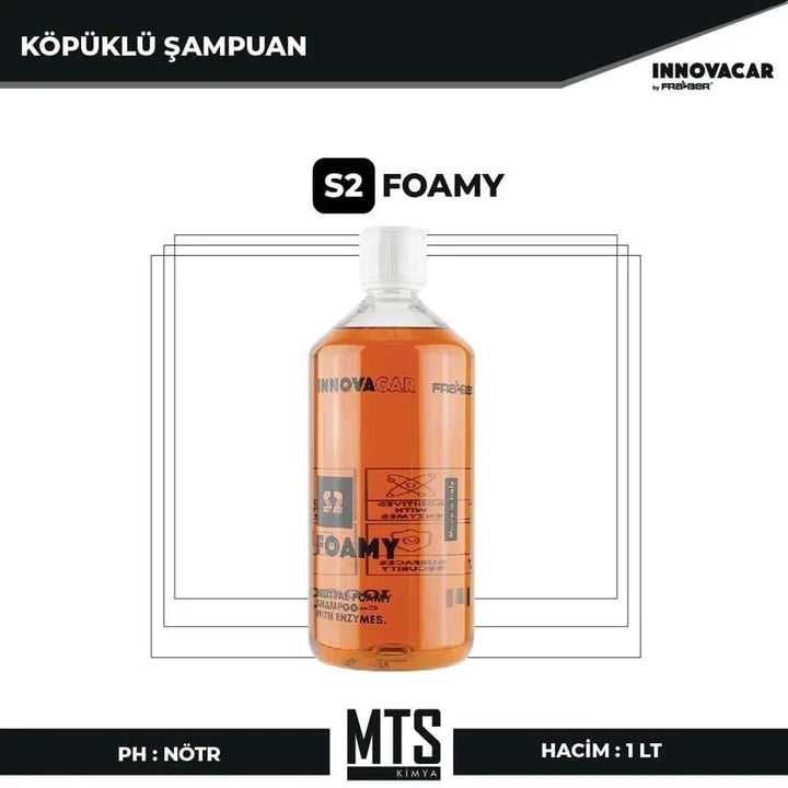 INNOVACAR S2 FOAMY Enzimli PH Nötr Köpüklü Araç Yıkama Şampuanı Konsantre 1 LT