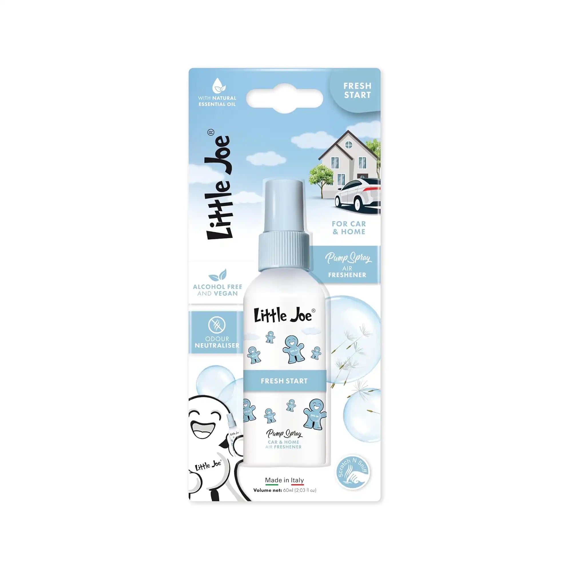 Little Joe Pump Spray 60 ml Fresh Start, ferah, temiz ve nane karakterli araç ve ev parfümü ambalajı