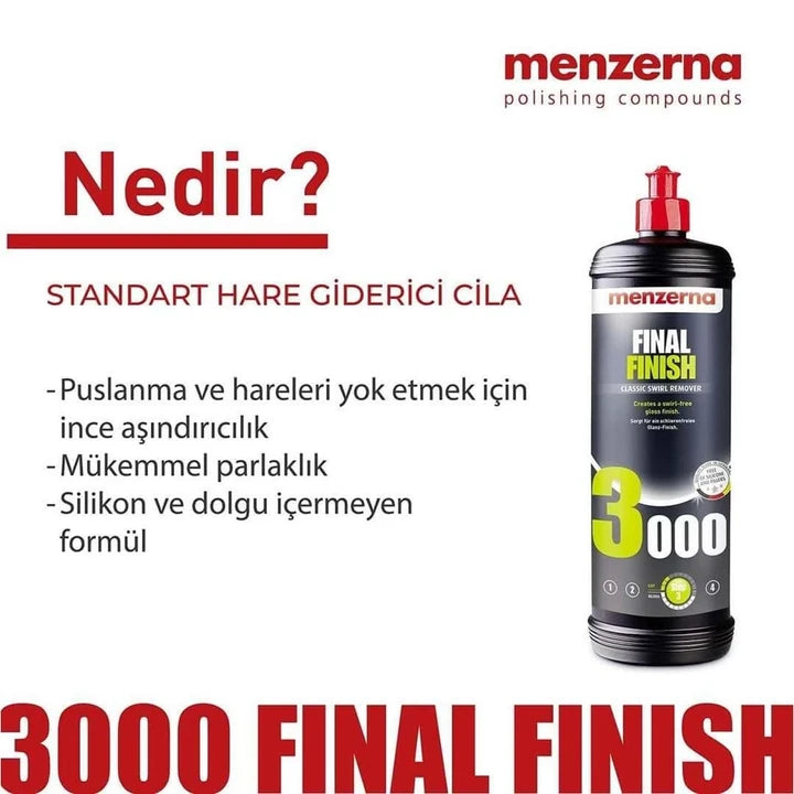 MENZERNA 3000 Final Finish Standart Hare Giderici Cila 1000 ML / 250 ML