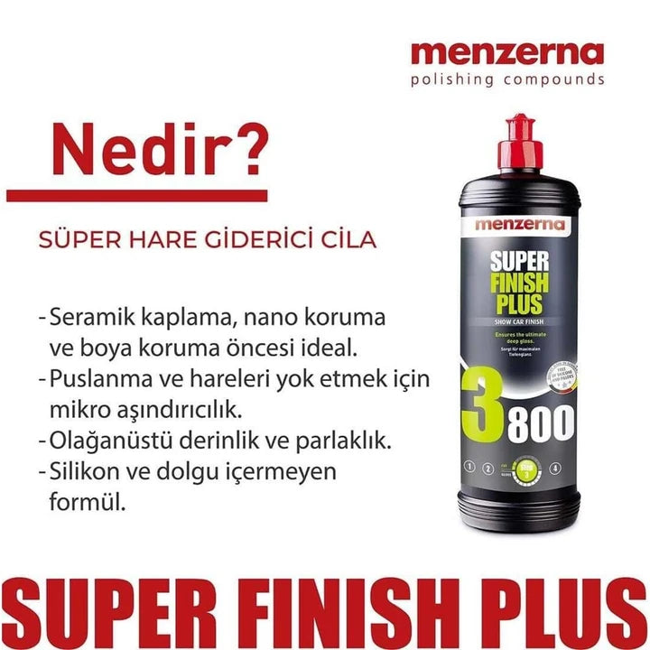 MENZERNA 3800 Super Finish Plus 3800 Süper Hare Giderici Cila 1000 ML /  250 ML