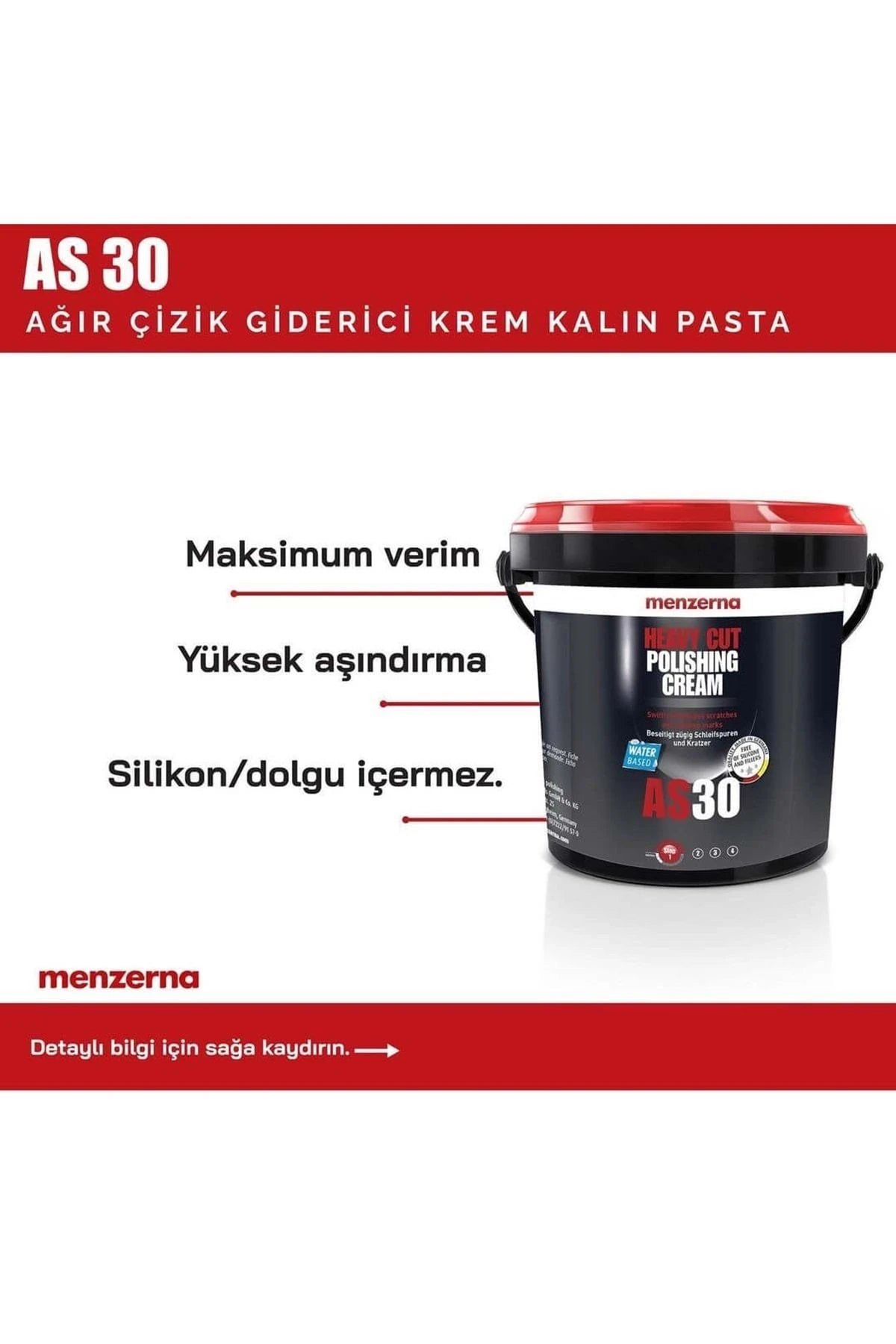 Menzerna As 30 Ağır Çizik Giderici Krem Kalın Pasta 1 KG