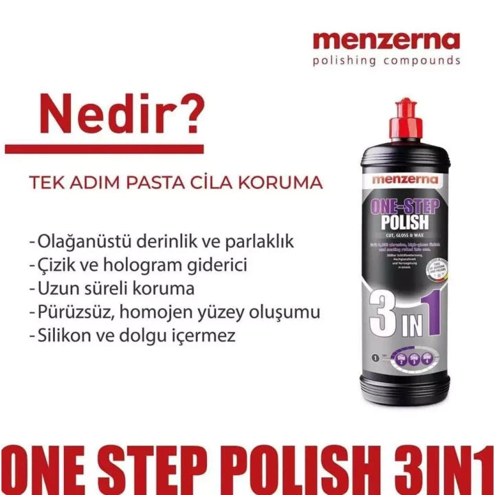 MENZERNA One-Step Polish 3 IN 1 Tek Adım Pasta Cila Koruma 1000 ML / 250 ML