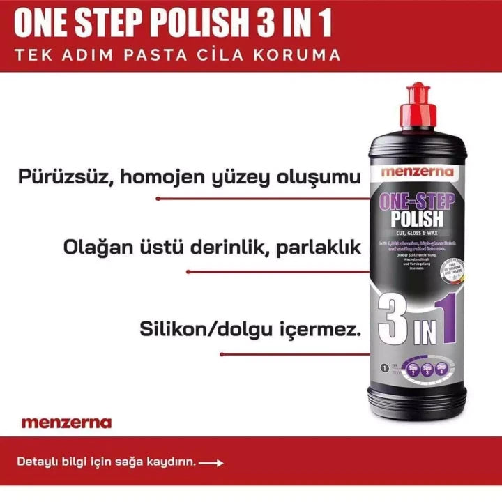 MENZERNA One-Step Polish 3 IN 1 Tek Adım Pasta Cila Koruma 1000 ML / 250 ML