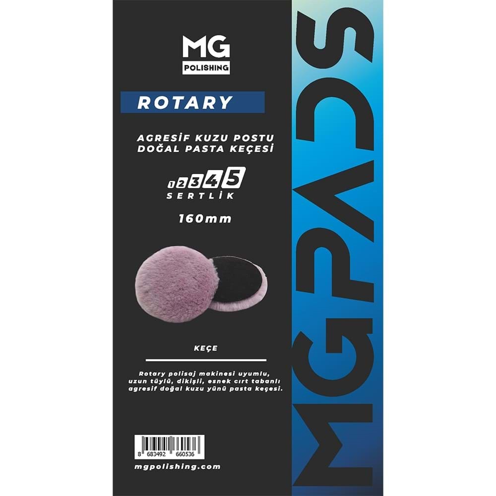 MG PADS doğal yün polisaj keçesi 160 mm far yenileme boya düzeltme ve profesyonel detailing uygulamalarında kullanım