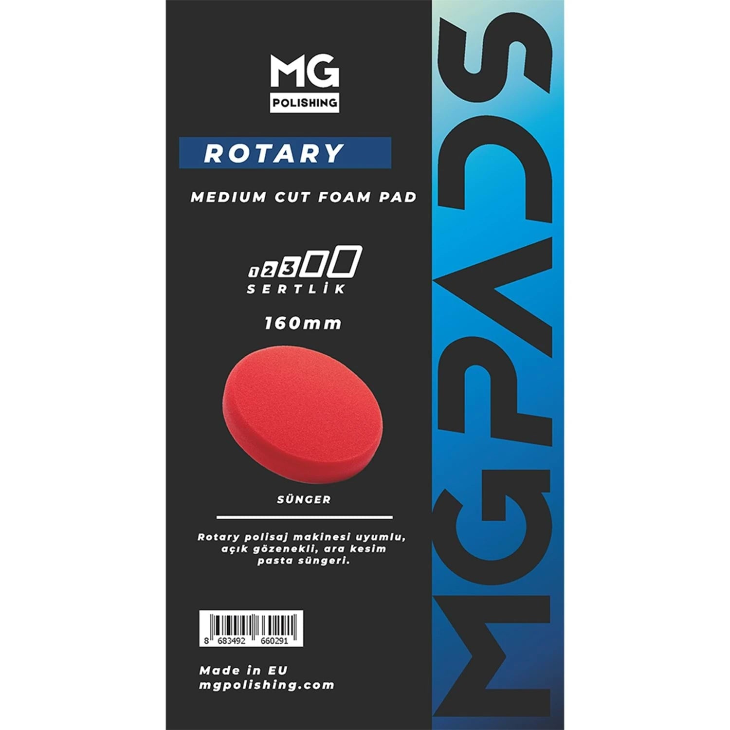 MG PADS Rotary Ara Kesim İnce Pasta Süngeri (Kırmızı) 160 MM