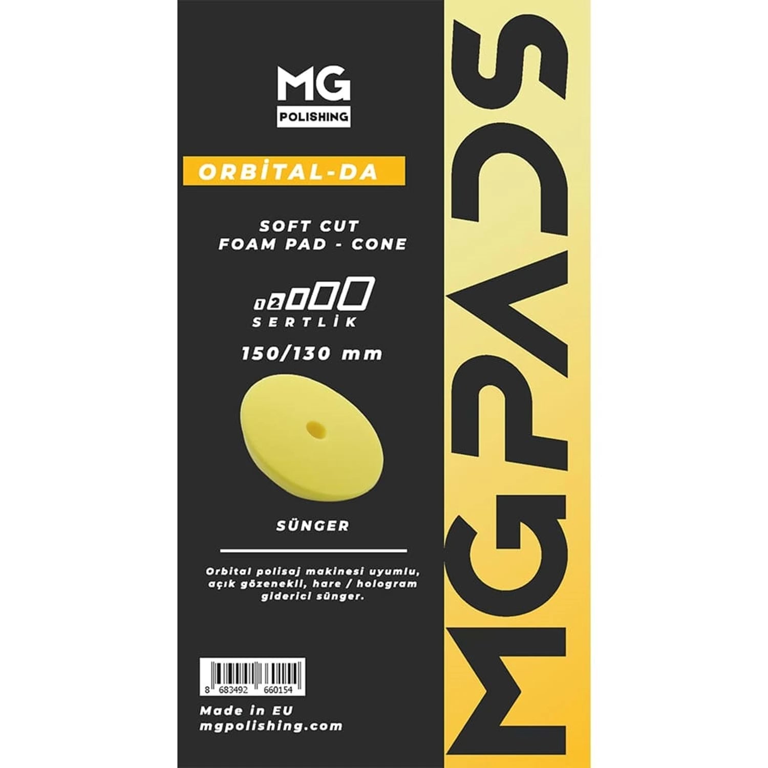 MG PADS Orbital Hare/Hologram Giderici Cila Süngeri (Sarı) 150/130 MM