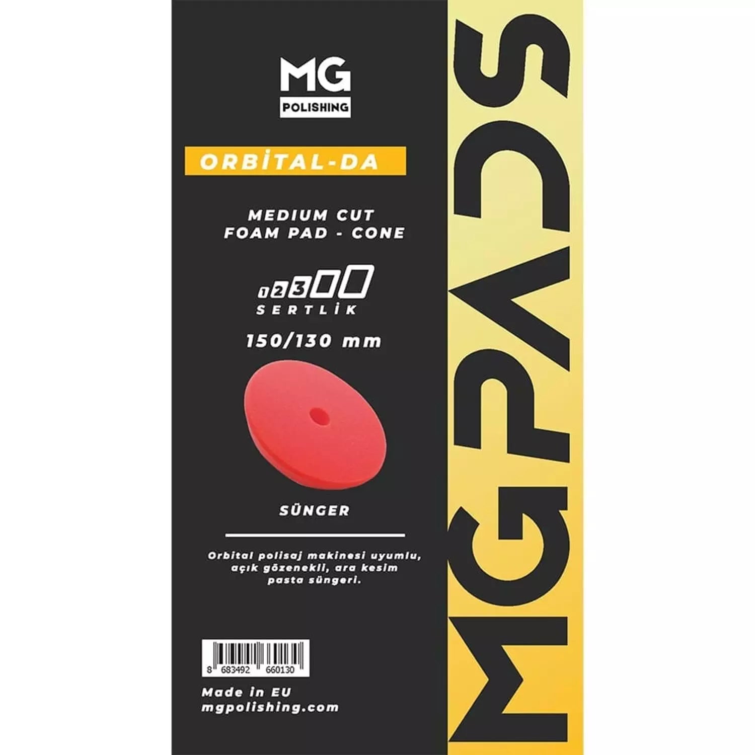 MG PADS Orbital Ara Kesim İnce Pasta Süngeri (Kırmızı) 150/130 MM