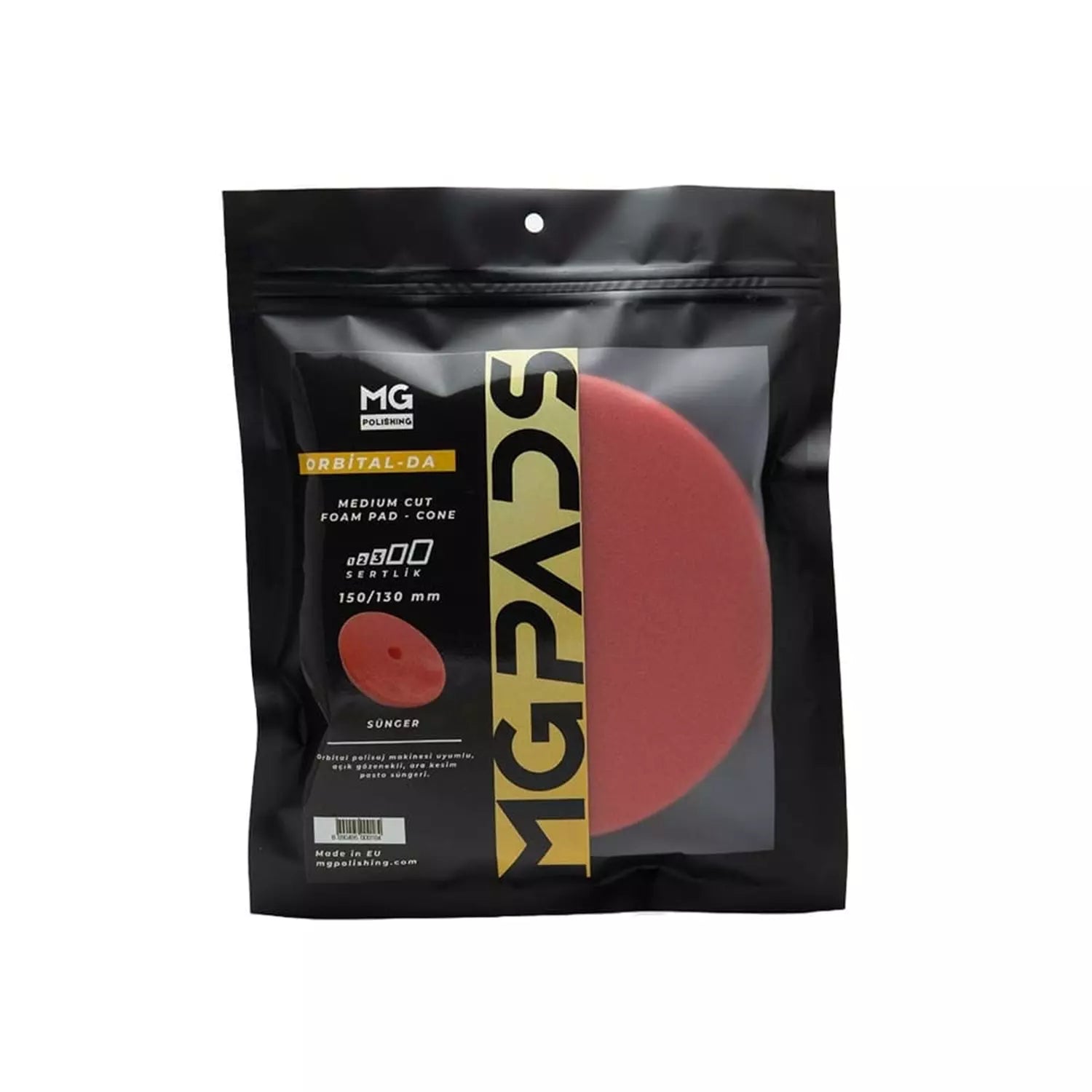MG PADS Orbital Ara Kesim İnce Pasta Süngeri (Kırmızı) 150/130 MM