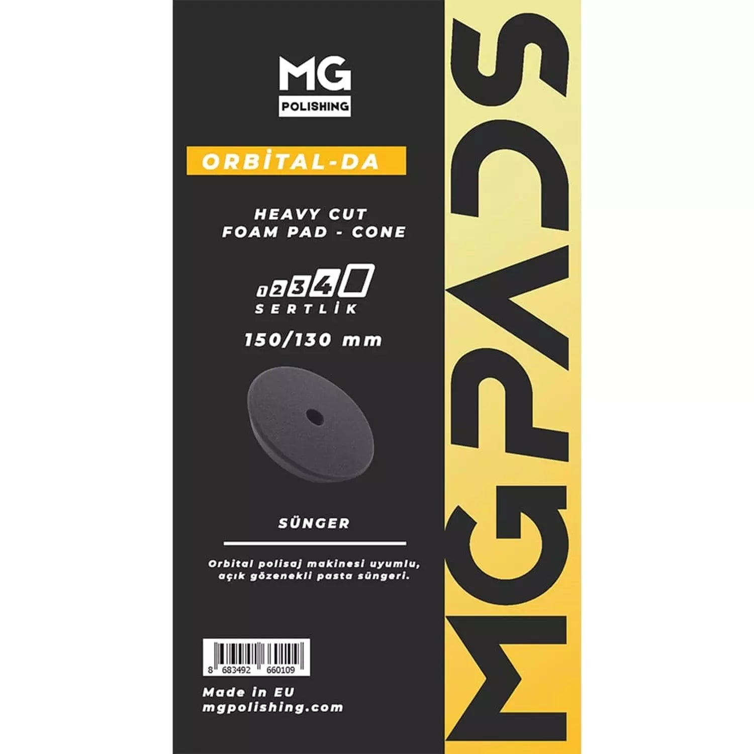 MG PADS Orbital Ağır Kesim Pasta Süngeri (Gri) 150/130 MM