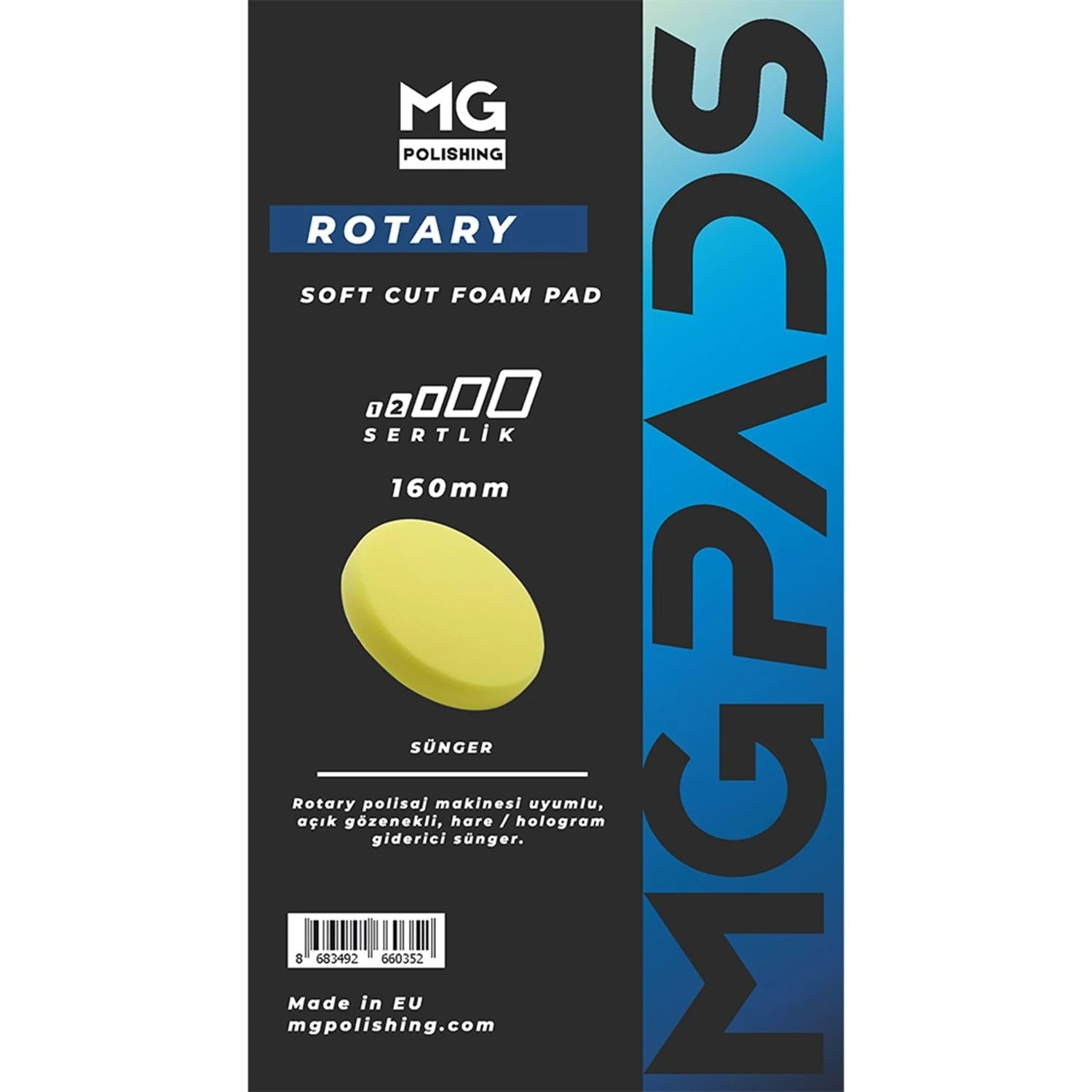 MG PADS Rotary Hare/Hologram Giderici Cila Süngeri (Sarı) 160 MM