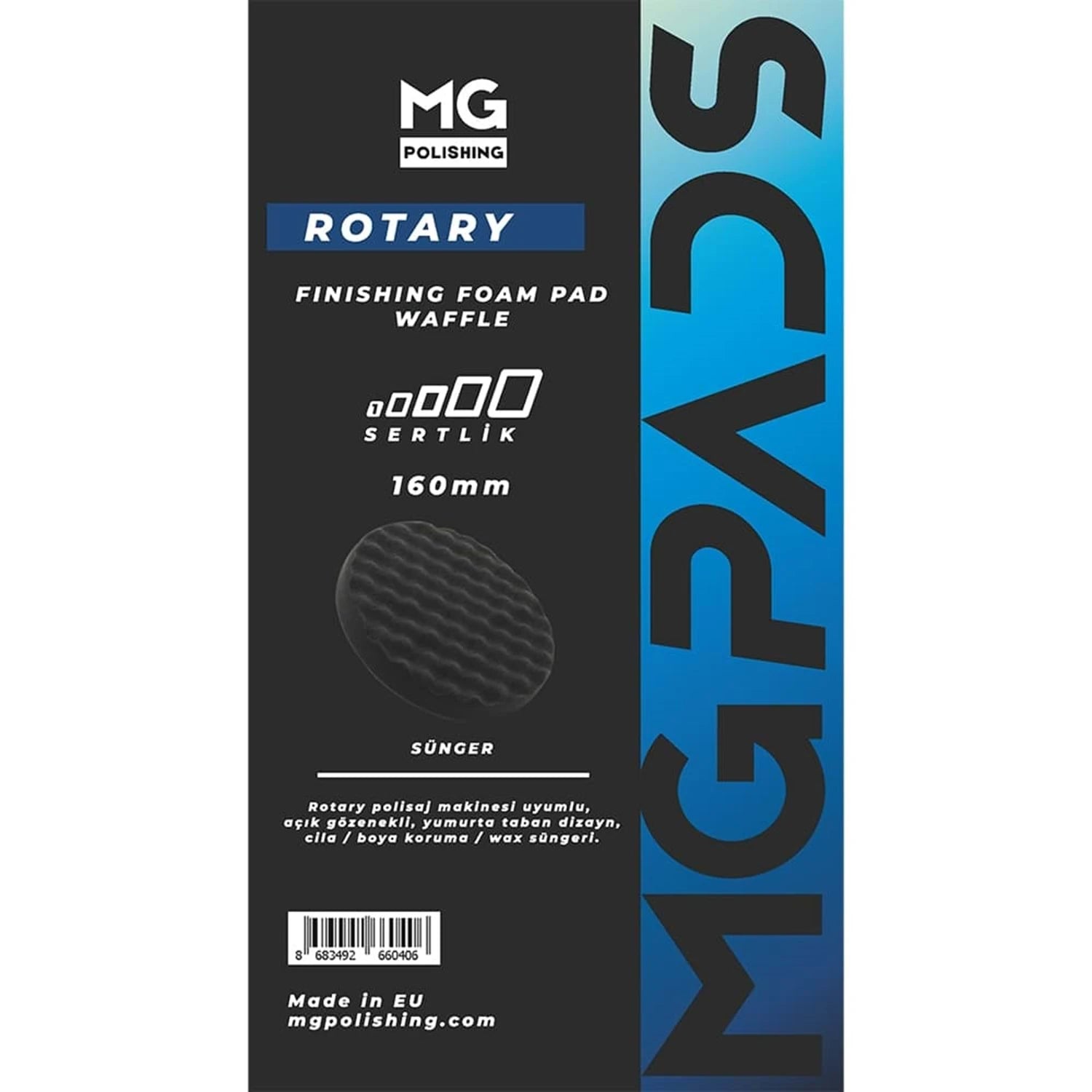 MG PADS Rotary Cila/Boya Koruma Süngeri Waffle (Siyah) 160 MM