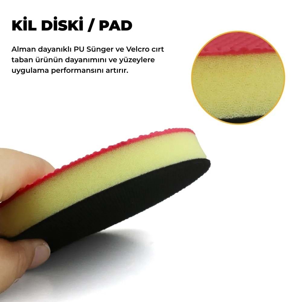 MG PS clay disc Alman üretimi PU sünger ve dayanıklı velcro cırt taban yapısı