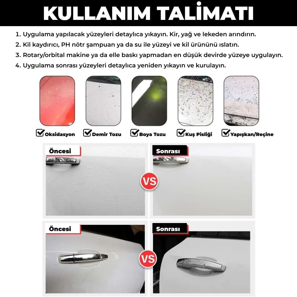 MG PS clay disc kullanım talimatı demir tozu reçine boya tozu ve yüzey kirlerini temizlemeye yardımcı kil diski