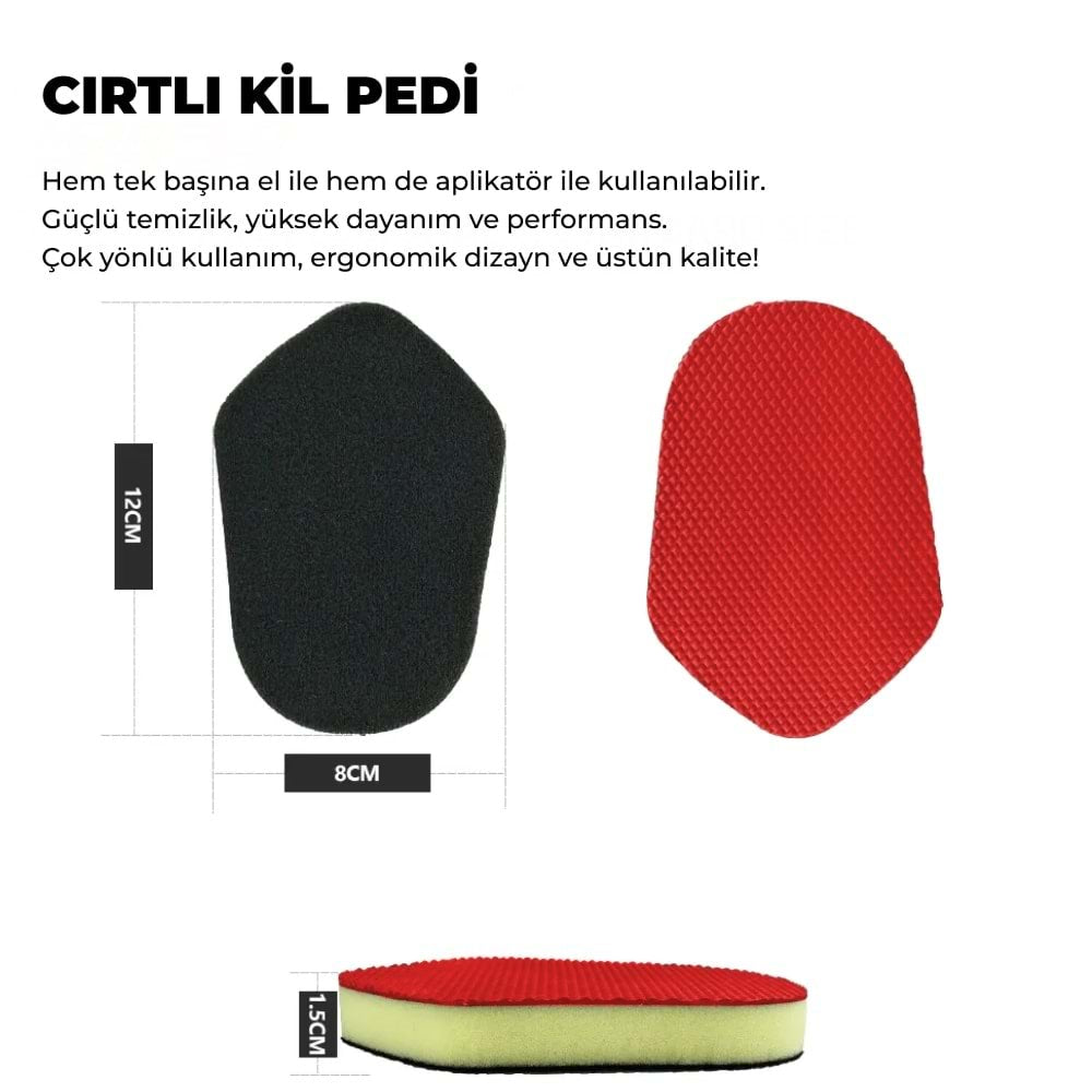 MG PS clay pad sponge block 12x8 cm ölçülerinde cırtlı kil pedi ve aplikatör sünger yapısı
