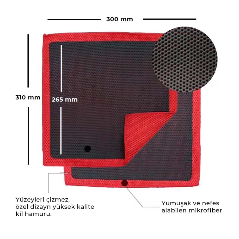 MG PS Mikrofiber Kil Bezi 30x30 cm ölçüleri özel kil polimer yüzeyi ve yüksek emiciliğe sahip mikrofiber yapısı