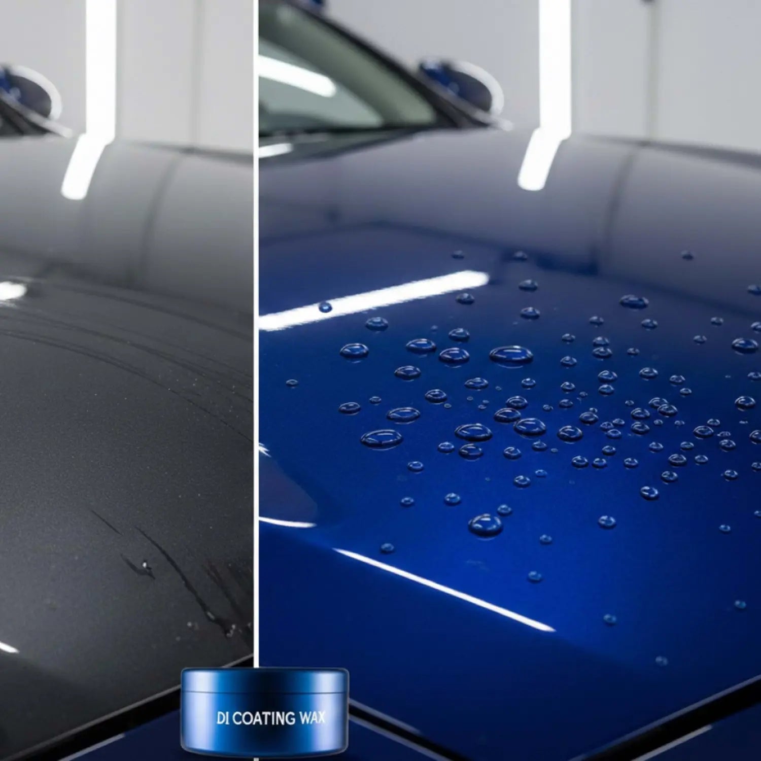 SGCB D1 Coating Wax öncesi ve sonrası karşılaştırması yüksek parlaklık ve su iticilik etkisi