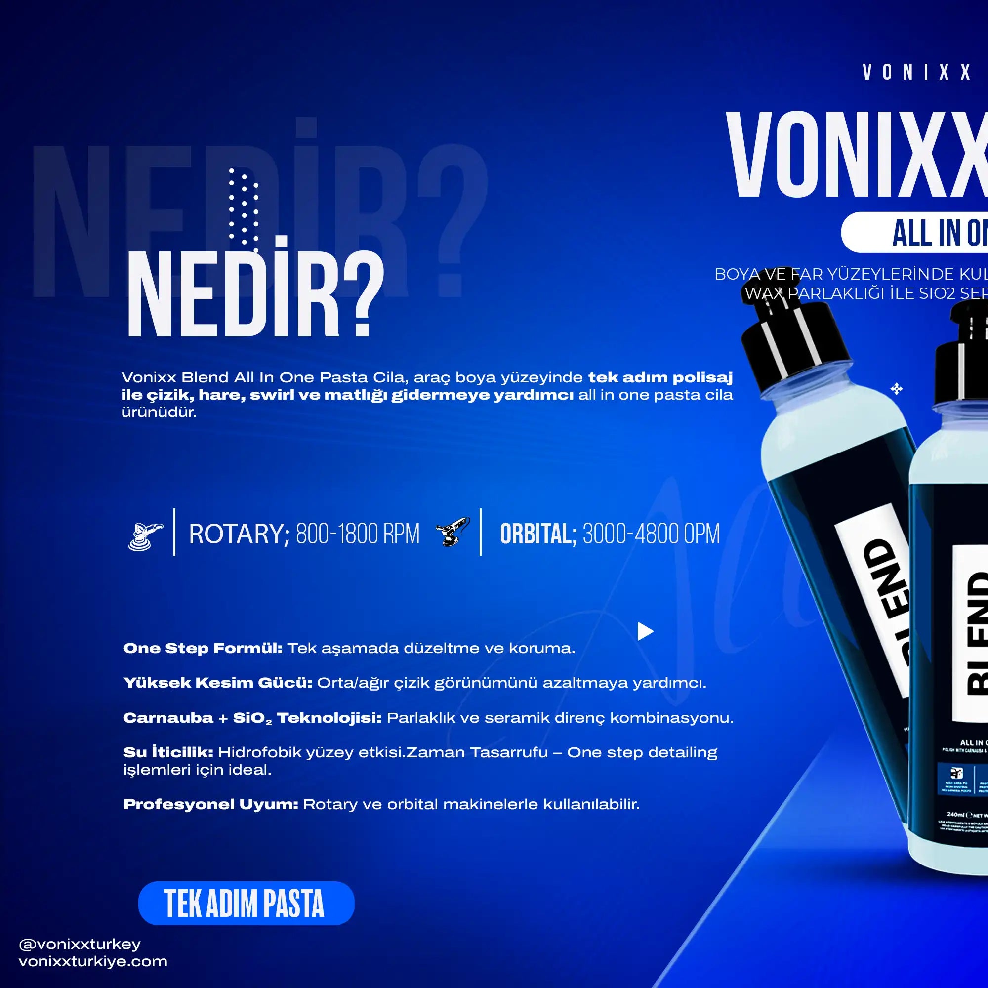 vonixx blend all in one ürünü hakkında teknik detaylar