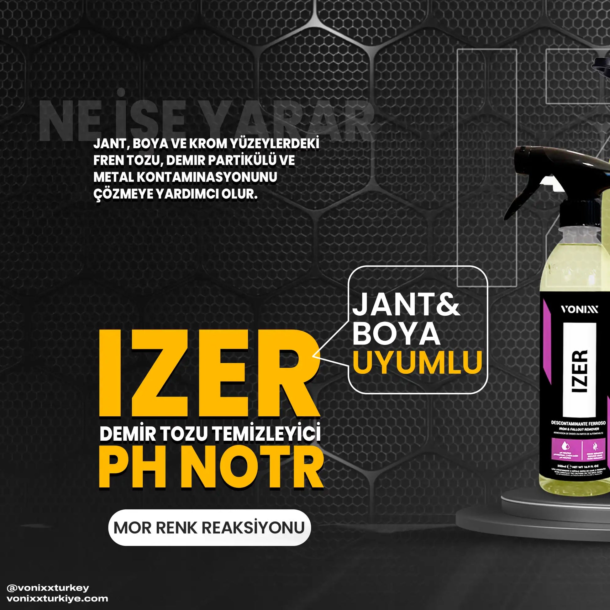 vonixx izer oto demir tozu temizleyici ürünü hakkında bilgiler