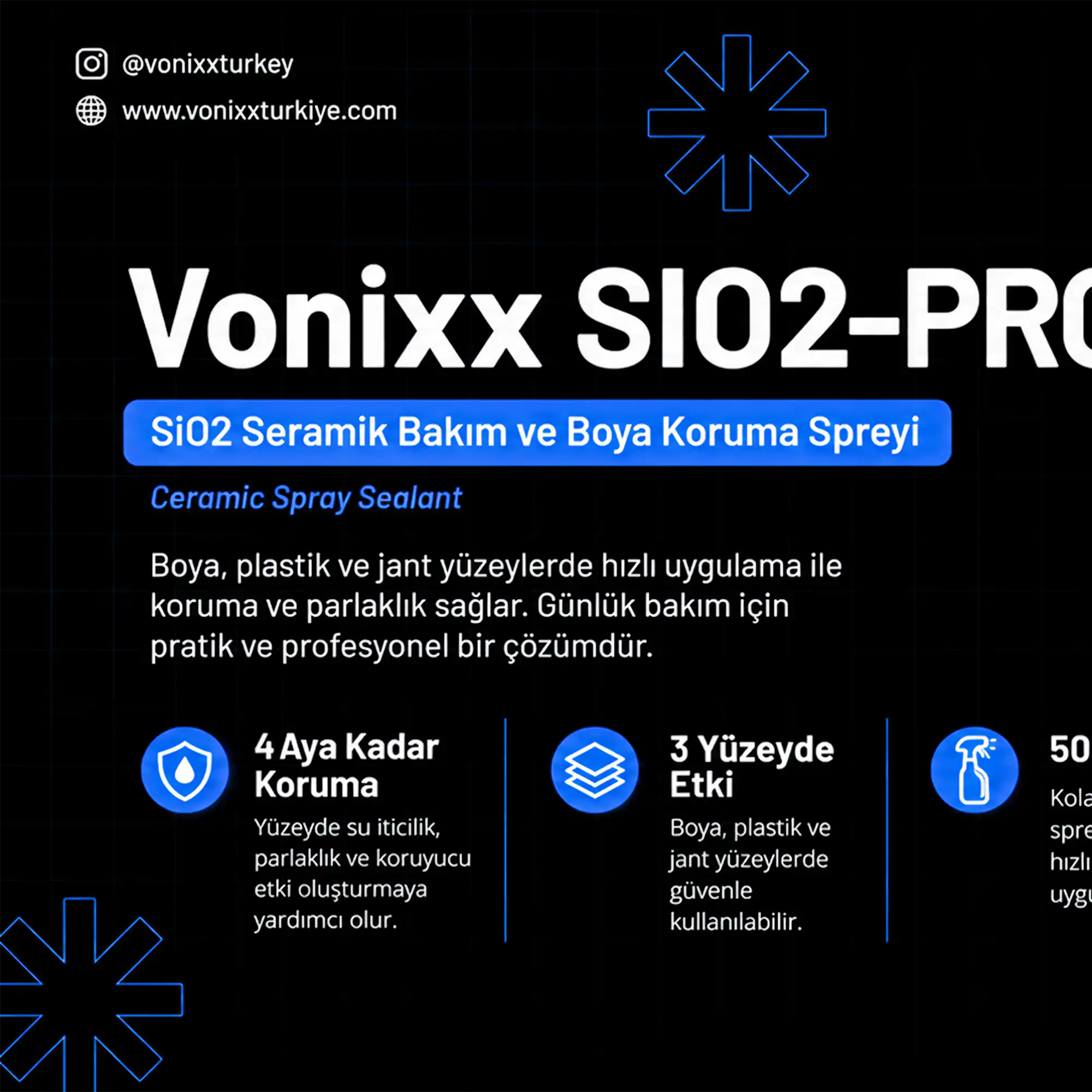 vonixx sio2 pro otomobil seramik cila 500 ml teknik detaylar