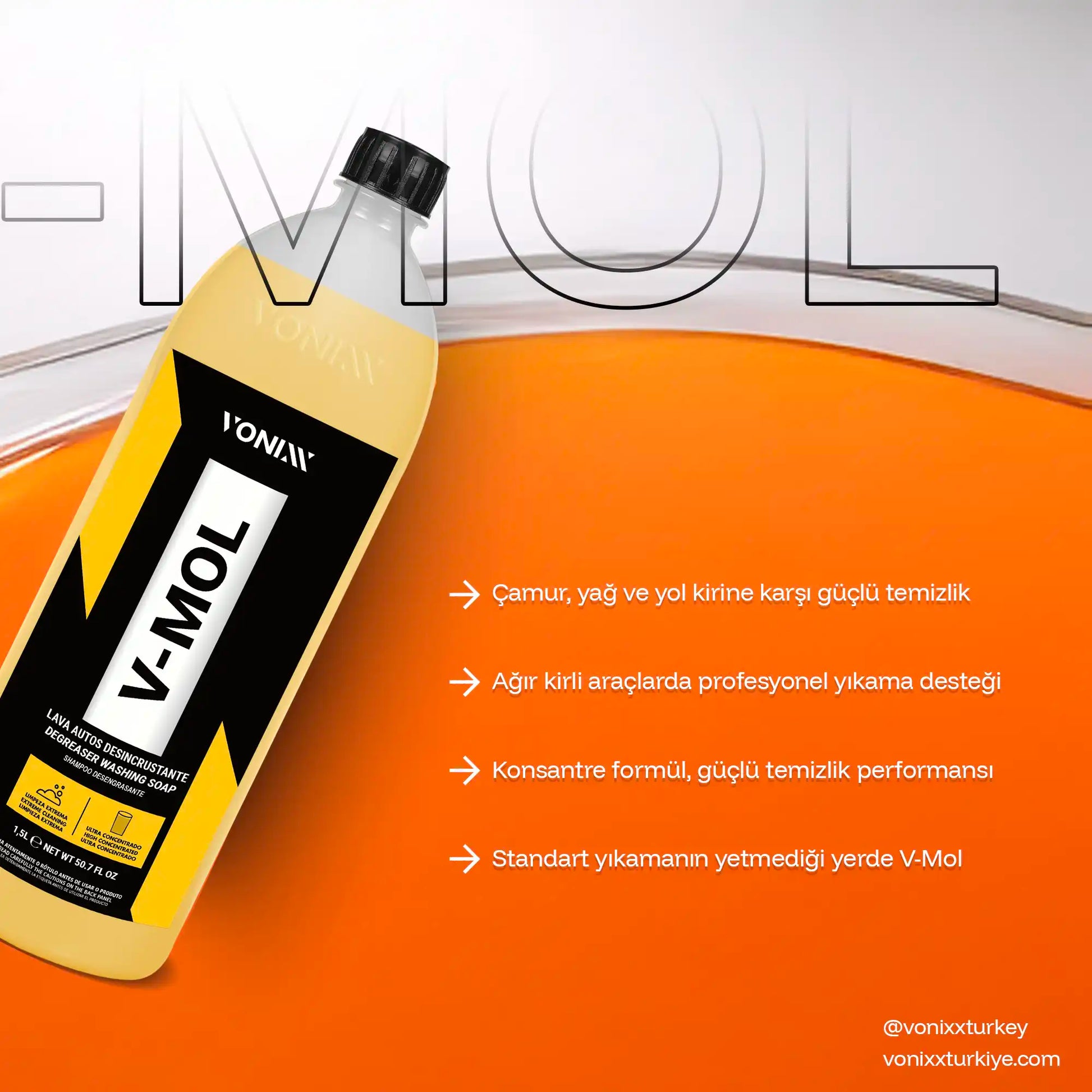 Vonixx v-mol ağır oto yıkama şampuanı detaylı bilgiler