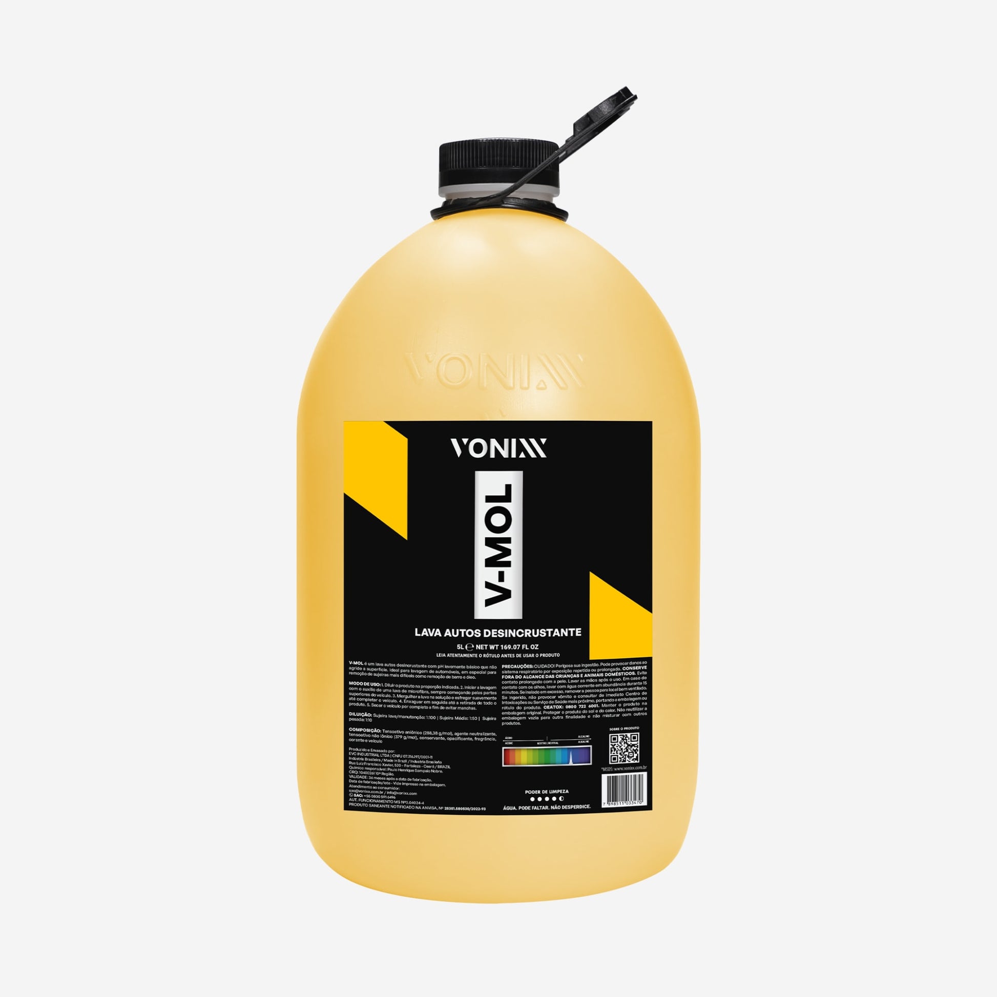 Vonixx V-MOL Güçlü Alkali Oto Şampuanı Çamur & Yağ Sökücü Ağır Kir Temizleyici 5 litre